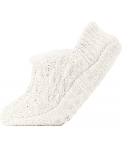 Women's Classic Cable Knit Chenille Non-Skid Slipper Ivory $14.89 Socks